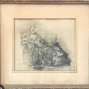 Chardin Reading Woman With Child  Vintage Art Print Only